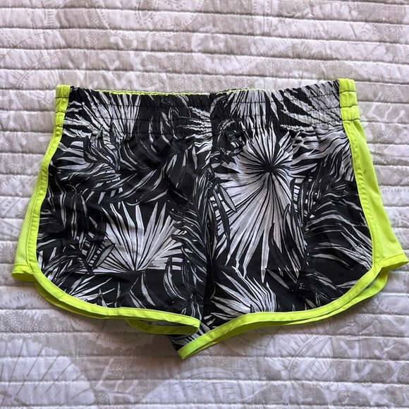 Tropical Print Athletic Shorts with Neon Accents - Picture 1 of 2